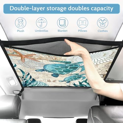 Seaturtle Car Ceiling Cargo Net Pocket Hanging Storage Bag - Image 4