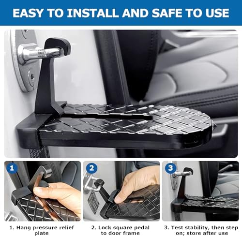 2PCS Car Door Step with 1PC Latch Protector, Foldable Aluminum Alloy - Image 4