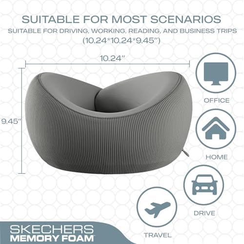 Skechers Memory Foam Neck Pillow, Comfortable & Breathable Travel Pillow - Image 5