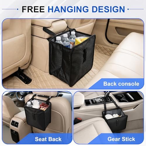 Car Trash Can, Foldable Hanging Car Trash Bag, 2 Gallon Leakproof Waterproof - Image 2