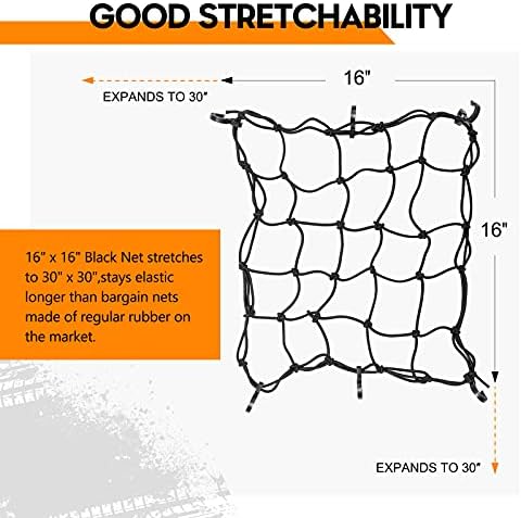 16" x 16" Heavy Duty Bungee Cargo Net Stretches to 30" x 30"-Latex Truck Bed - Image 2