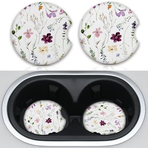 Wildflowers Universal Auto Anti Slip Insert Coasters, 2 Pack Rubber Car Coasters by Unknown