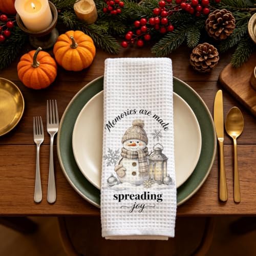 Cozy Holiday Kitchen Towel, Winter Snowman Dish Towel - Image 5