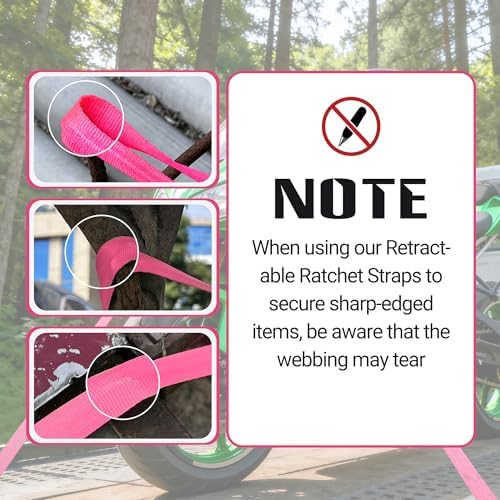 Retractable Ratchet Straps 1" x 13 Ft, 800 Lbs, 2 Pack - Image 4