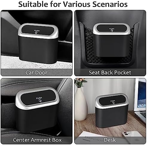 Accmor Car Trash Can with Lid, Mini Vehicle Trash Bin Car Dustbin Garbage - Image 5