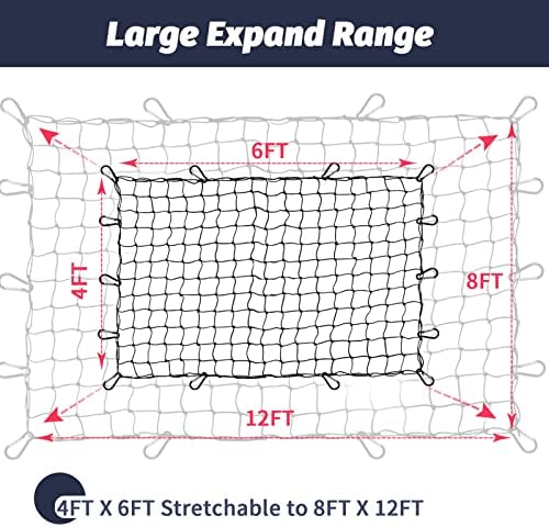 Cargo Net for Truck Pickup 4'x6' Stretches to 8'x12' Heavy Duty Truck Bed Cargo - Image 2
