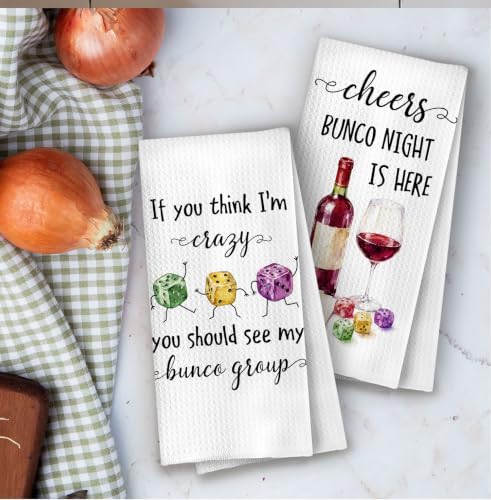 Bunco Wine Gifts Kitchen Towels 16x24 Inch Set of 2 - Image 4