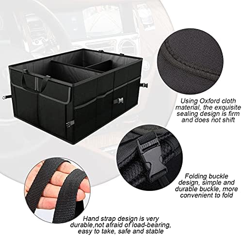 8sanlione Car Trunk Organizer, 3 Compartments, 7 Storage Areas - Image 3