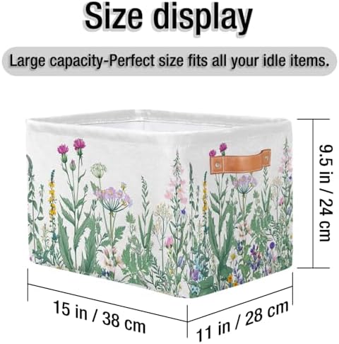 Pardick 2Pack Herbs and Wild Flowers Large Collapsible Storage Bins, Colorful - Image 5