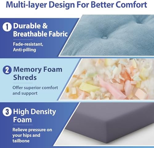 IASEAHK Memory Foam Dining Chair Cushions, 16.5"x16.5"x3.5" - Image 6