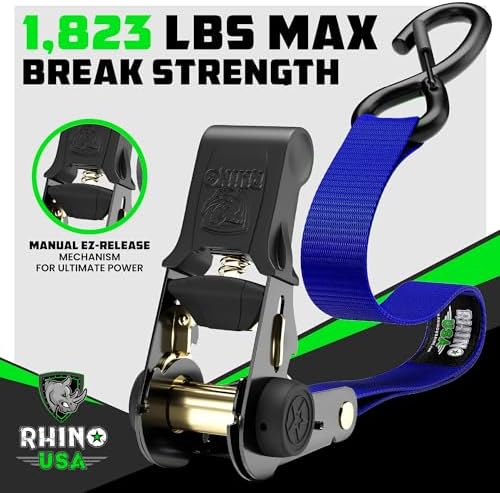 Rhino USA Ratchet Straps Tie Downs - 1in x 15ft - Image 2