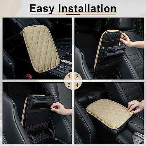 Amiss Car Center Console Cover, Upgraded Leather Car Armrest Cushion, Universal - Image 2