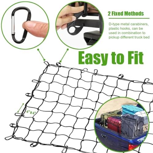 3' x 4' Cargo Net Stretches to 6' x 8', Heavy Duty Cargo Netting - Image 4