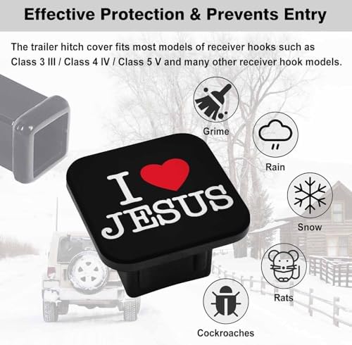 Swono 2x2inch Trailer Hitch Dust Plug I Love He Red Love Pattern Rubber Tow - Image 3