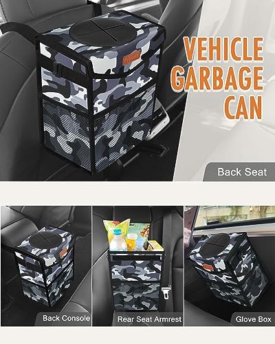Pritent Car Trash Can with Lid Leakproof Car Garbage Bag Vehicle Trash Bin - Image 6