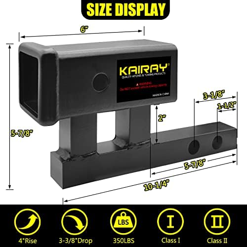 KAIRAY 1-1/4 inch to 2 inch Hitch Adapter Trailer Hitch Extension Riser - Image 2