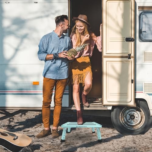 Adjustable RV Step Stool, Wide Platform, Foldable Legs - Image 5