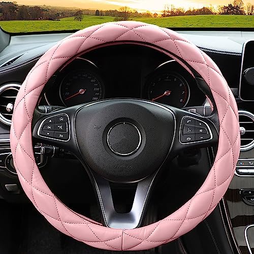 YHONGJT Soft Microfiber Leather Steering Wheel Cover, Universal 15 Inch - Image 2