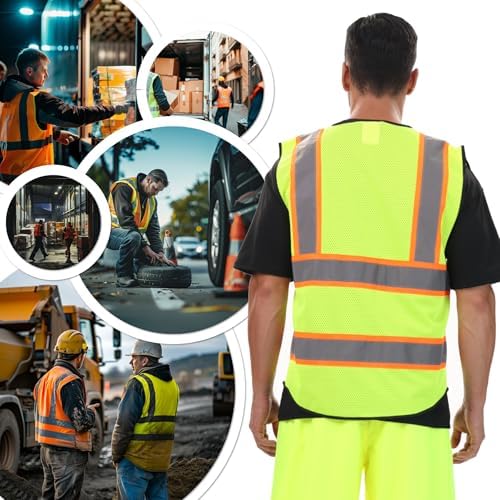 JKSafety Safety Vest for Men Women Hi Vis Reflective Vest JK220 OBlack L - Image 6