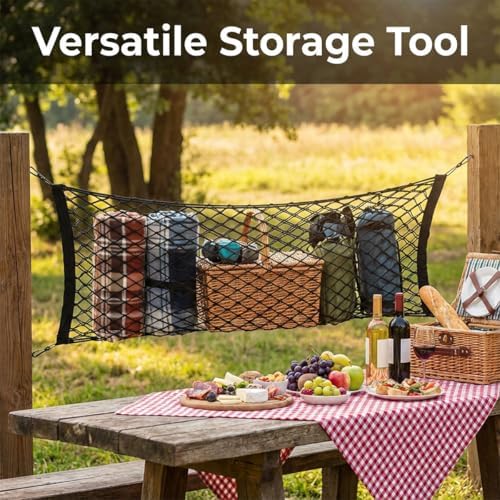 Car Trunk Cargo Net, Double-Layer Nylon Mesh Automotive Rear Cargo Storage Net - Image 4