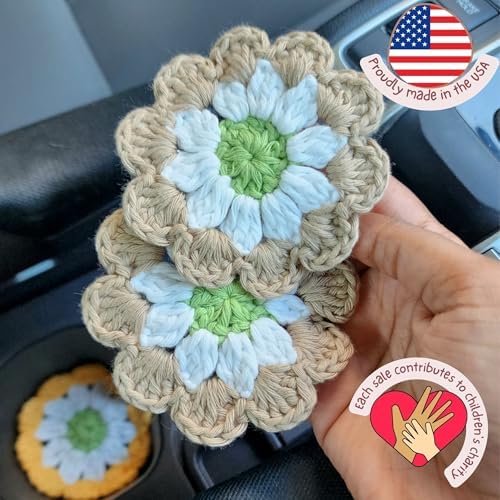 Cotton Car Coasters 2pc Car Cup Coasters Cute car Accessories - Image 2