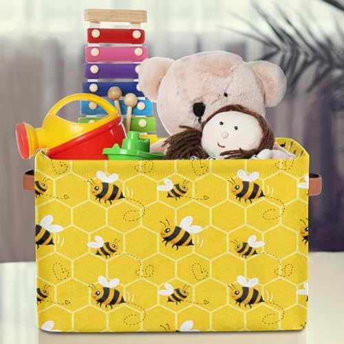 AUUXVA Bee Storage Basket Yellow Honeycomb Beehive Geometric Pattern Storage - Image 3