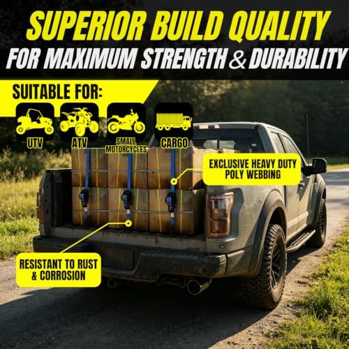 Retractable Ratchet Straps, Motorcycle, Pickup Truck - Image 2