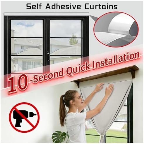 100% Blackout Magic Tape Stick On Curtains Window Shades Pull Down Blackout - Image 3