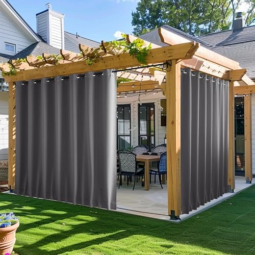 NICETOWN Outdoor Curtains for Patio Waterproof & Windproof W100xL108 Grey by NICETOWN