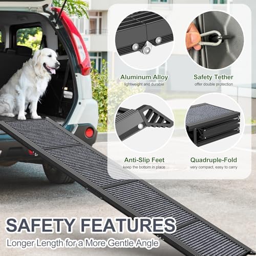 Dog Ramp for Car 63" L × 17" W, Pet Ramp for Truck Foldable - Image 4