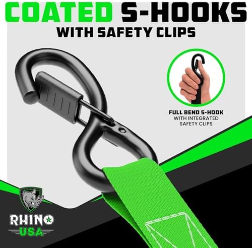 Rhino USA Ratchet Straps Tie Downs - 1in x 15ft - Image 5