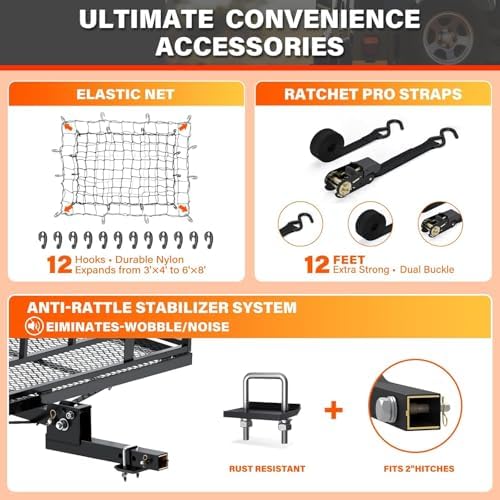 Wildroad 60"x24"x14" Hitch Cargo Carrier, Fits 2" Receiver - Image 2