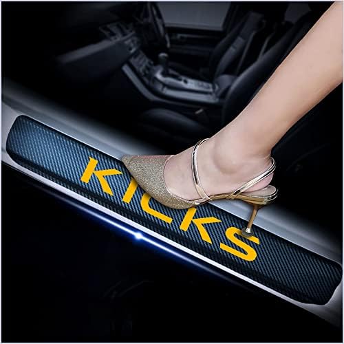 4Pcs Car Door Sill Protector for Nissan Kicks, Carbon Fiber Anti-Scratch Guard by Unknown