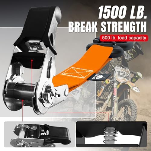 Jack Boss Ratchet Tie Down Straps Set, 1500 lbs Break Strength, Fits - Image 2
