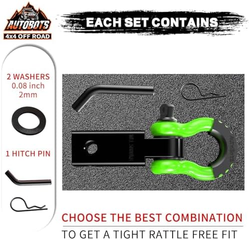 AUTOBOTS Tow Hitch Receiver 2" Shackle Hitch Receiver Green - Image 2