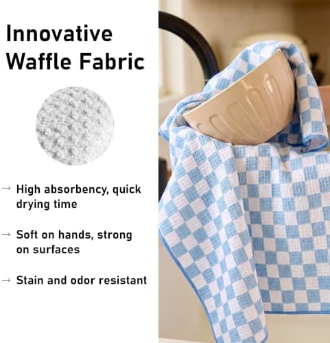 Kitchen Towels Set of 2, Double-Sided 16x28 Microfiber Waffle Weave Dish Towels - Image 3