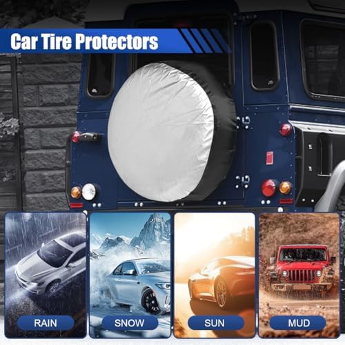 4PCS Car Tire Covers Set, Waterproof RV SUV Trailer Spare Tire Storage Bag - Image 3