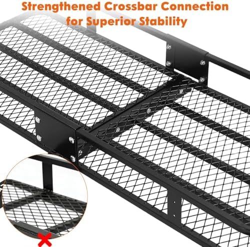 Heavy Duty Folding Hitch Cargo Carrier Basket 70x30x6'' – 600 lbs Capacity - Image 4