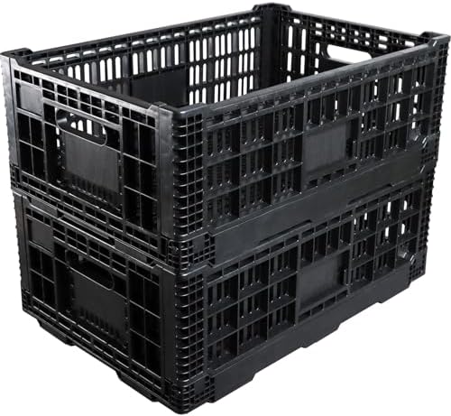Collapsible Storage Bin Containe，52 Liter Transferheavy duty Black plastic by Unknown