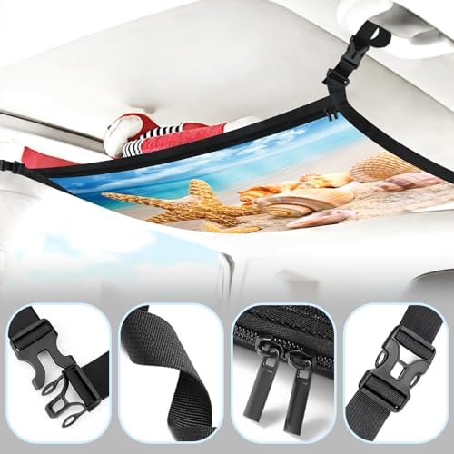 Starfish Car Storage Mesh Organizer Ceiling Cargo Net Double-Layer Adjustable - Image 6