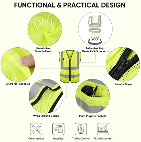 TICONN High Visibility Reflective Safety Vest - Image 2
