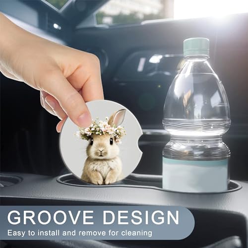 Easter Bunny Car Cup Holder Coaster, Cute Animal Rabbit Car Coasters - Image 7