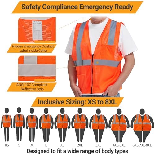 AYKRM 2 Pocket Mesh High Visibility Reflective Safety Vest - Image 5