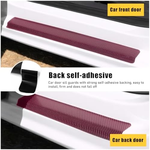 Ohleats 4 PCS Car Door Sill Protectors, Anti Scratch Carbon Fiber Auto - Image 3