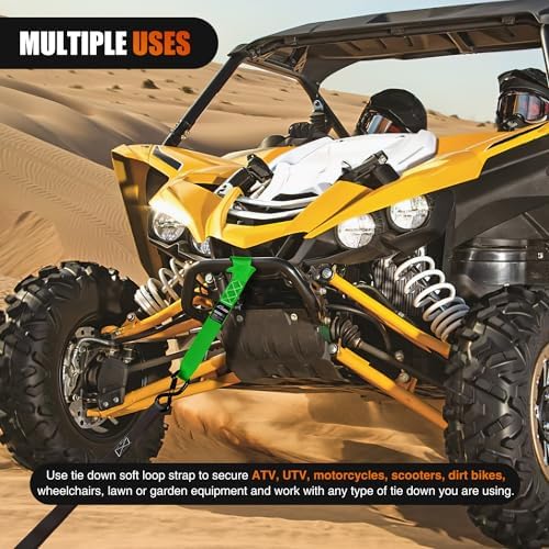 Nilight Soft Loop 1.7"x17" Motorcycle Tie Down Straps 12, 000LBS 8PK Green - Image 7