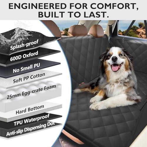 Hard Bottom Dog Car Seat Cover for Back Seat, - Image 4