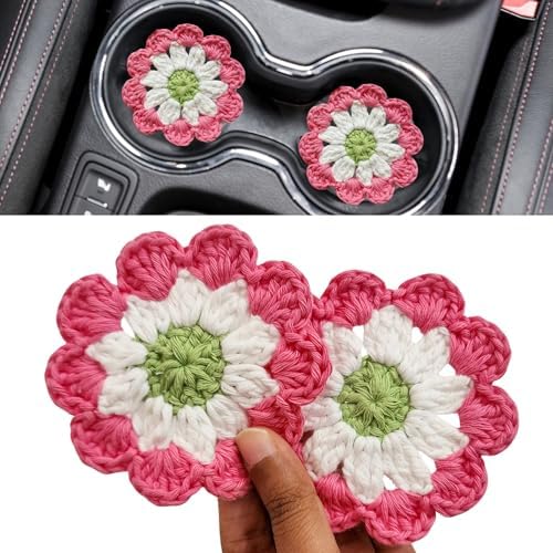 Cotton Car Coasters 2pc Car Cup Coasters Cute car Accessories by HandmadeByUruba