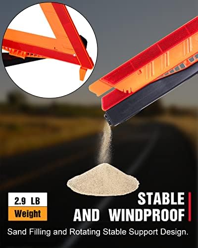 SAFEMATE 3 Pack Warning Triangle DOT Approved, Foldable Emergency Safety - Image 3