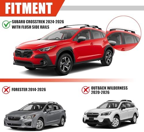 Roof Rack Cross Bars for 2024-2026 Subaru Crosstrek 396lbs Lockable Roof Rails - Image 3