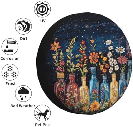 Colorful Flower Spare Tire Cover Waterproof Wheel Cover 16 Inch Universal Fit - Image 6